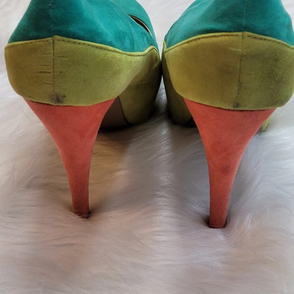 Qupid Green Orange Lime Green Six inch Heels - Picture 10 of 10
